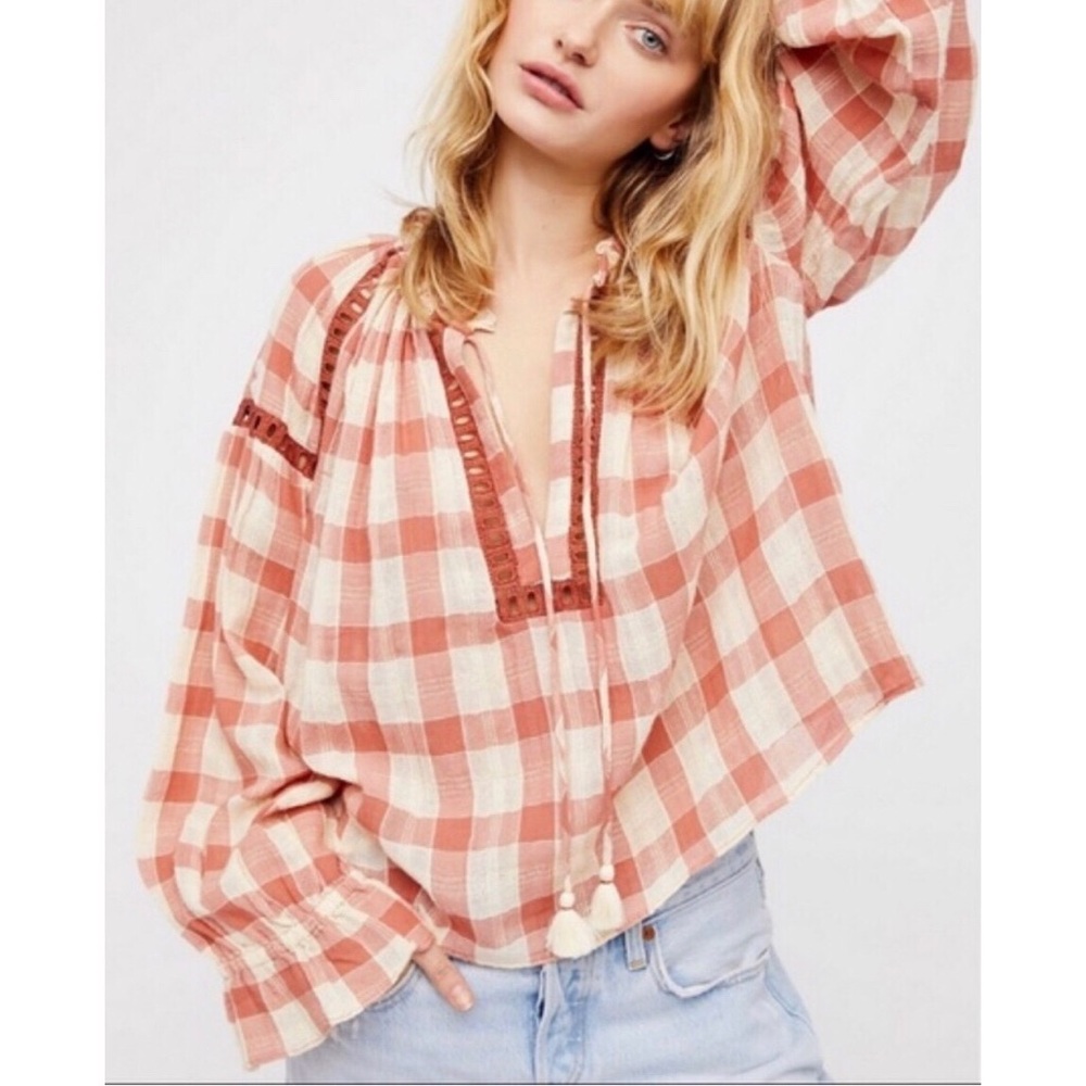 Free People NWT Honey Grove Plaid Top